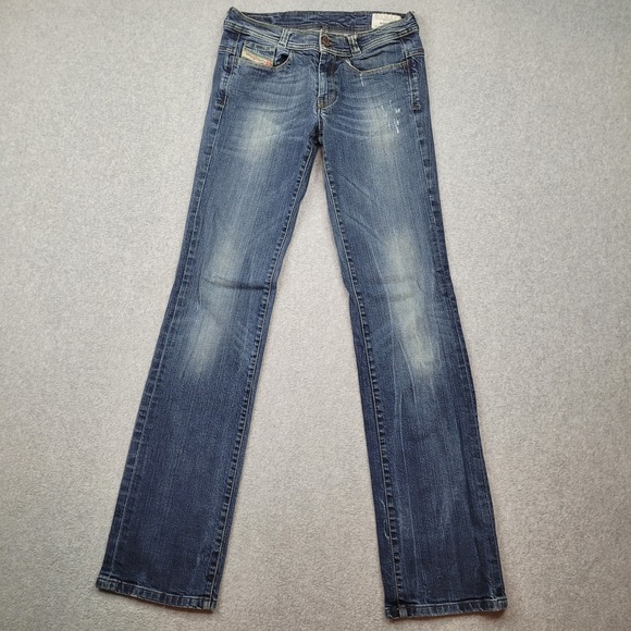 Diesel Denim - Diesel Soozy Jeans Womens 25 Blue Wash 008WR Stretch Straight Leg Distressed